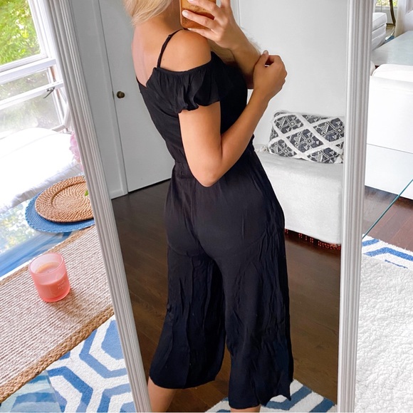 🖤 EVEN & ODD BLACK VISCOSE CAPRI WIDE LEG JUMPSUIT! - Picture 3 of 11